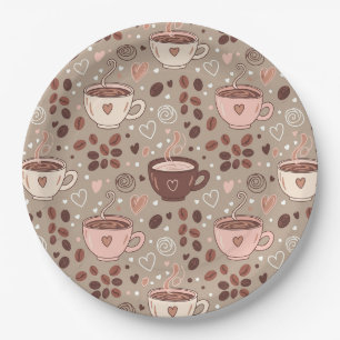 Cosy Coffee Cup Pattern (8) Paper Plate