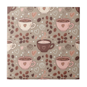 Cosy Coffee Cup Pattern (8) Tile