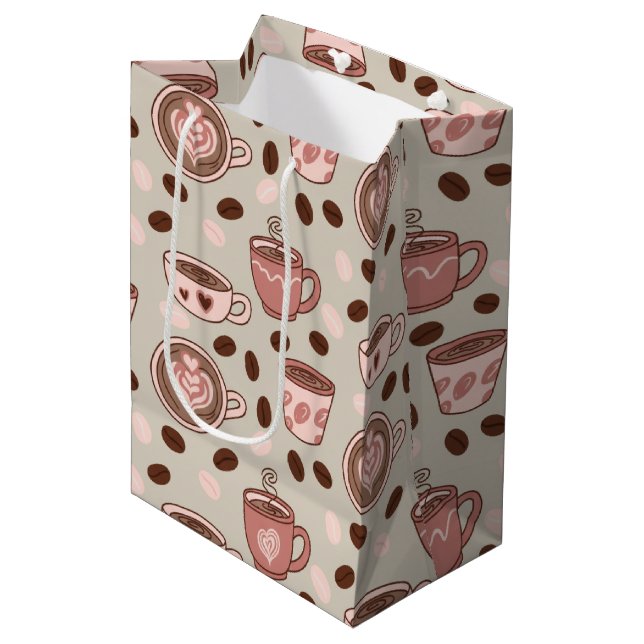 Cosy Coffee Cup Pattern (9) Medium Gift Bag (Front Angled)
