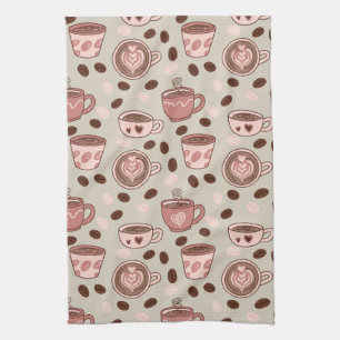 Cosy Coffee Cup Pattern (9) Tea Towel