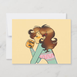 Cosy Coffee Girl Morning Illustration Postcard