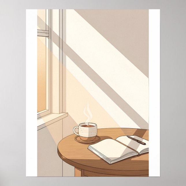 Cosy Coffee Morning Window Light Time Poster (Front)