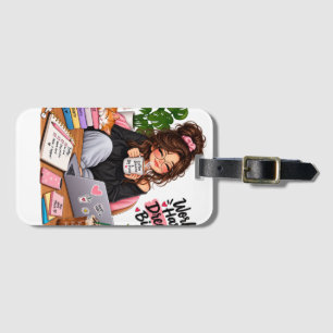 Cosy Coffee Study Girl – Work Hard Dream Big Luggage Tag