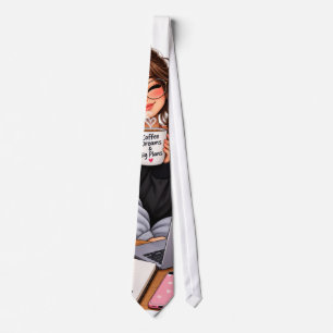 Cosy Coffee Study Girl – Work Hard Dream Big Tie