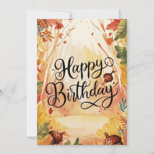 Cosy Colourful Forest Autumn Fall Happy Birthday Card