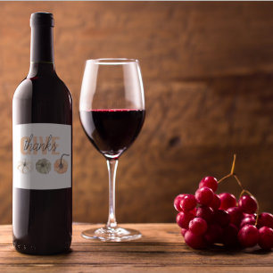 Cosy Colourful Pastel Give Thanks and Pumpkin Wine Label
