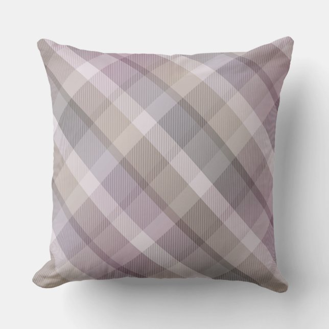 Cosy colourful tartan plaid, lilac Throw Pillow (Front)