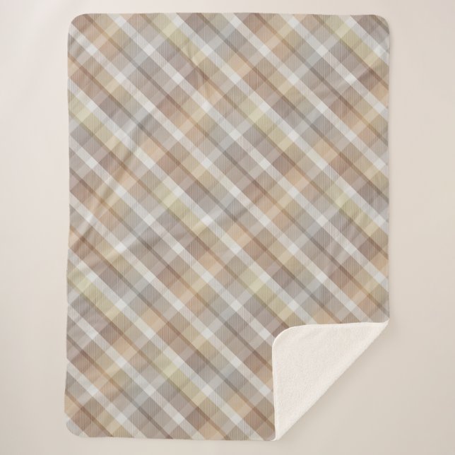 Cosy colourful tartan Sherpa Blanket (Front)