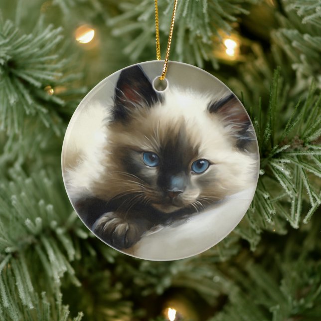 Cosy Companion Siamese Kitten Ceramic Tree Decoration (Tree)
