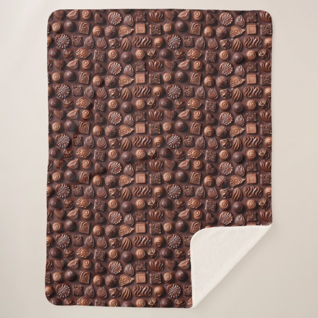 Cosy Contemporary Sweet Trendy Chocolate Pattern Sherpa Blanket (Front)
