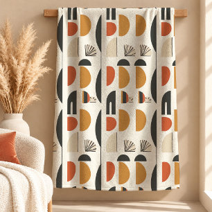 Cosy Copper Sage Boho Shapes Throw Blanket