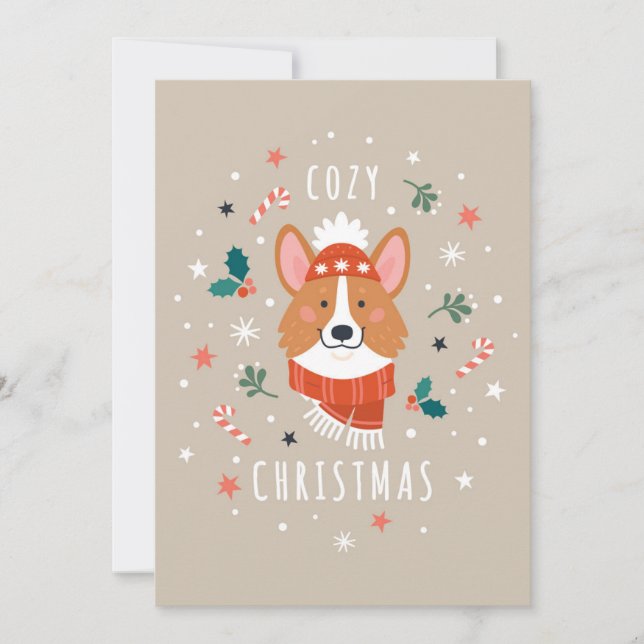 Cosy Corgi - Christmas Warmth Holiday Card (Front)