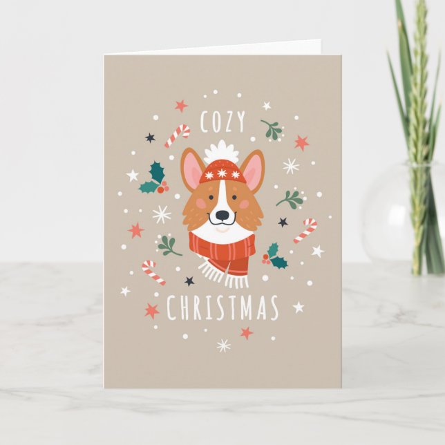 Cosy Corgi - Christmas Warmth Holiday Card (Front)