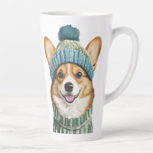 Cosy Corgi in Winter Gear Latte Mug