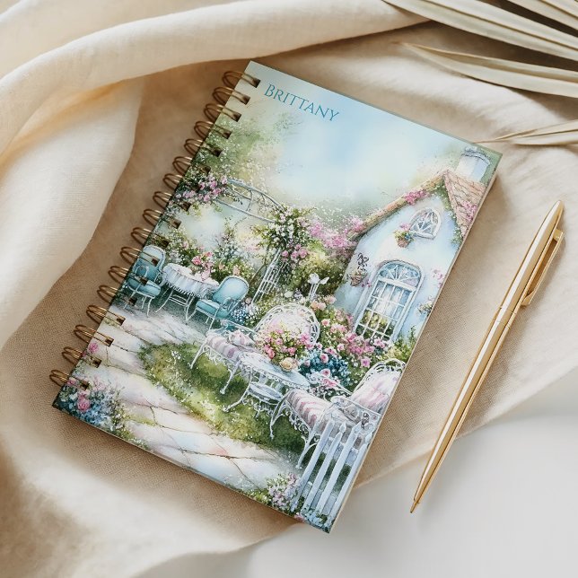 Cosy Cottage Blue Florals Blue Patio | Notebook (Creator Uploaded)