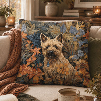 Cosy Cottage Cairn Terrier Vintage Botanical Cushion