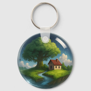 Cosy Cottage Nature Keychain – Tree & River
