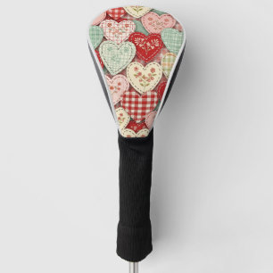 Cosy Cottage Patchwork Heart Plaid Design Golf Head Cover