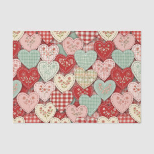 Cosy Cottage Patchwork Heart Plaid Design Tissue Paper