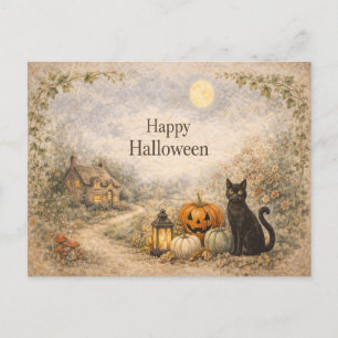 Cosy Cottage Vintage Halloween Holiday Postcard