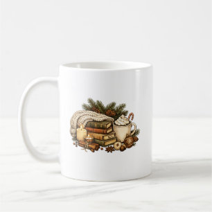 Cosy Cottagecore Christmas Books Hot Cocoa Retro Coffee Mug