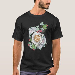 Cosy Cottagecore Coffee Cup Fairy Roses Raspberrie T-Shirt