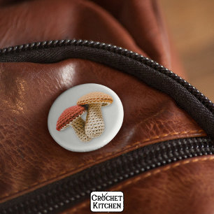 Cosy Cottagecore Crochet Mushroom Fairy Garden 6 Cm Round Badge