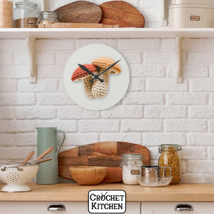 Cosy Cottagecore Crochet Mushroom Fairy Garden Round Clock