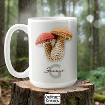 Cosy Cottagecore Crochet Mushroom Monogram Name 