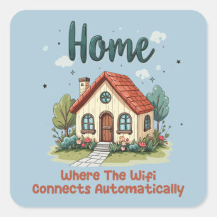 Cosy Cottagecore Home Whimsical House Art Square Sticker