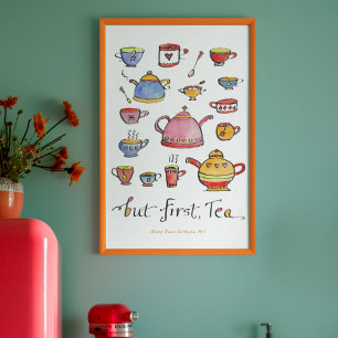Cosy Cottagecore Tea Quote Hand-Illustrated Boho Poster