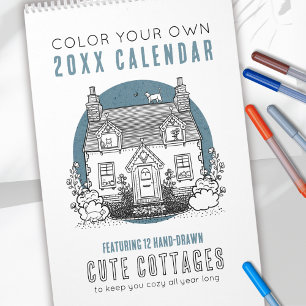 Cosy Cottages Colour Your Own Any Year Calendar