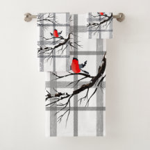Cosy Country Cottage Winter Birds Bath Towel Set