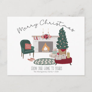 Cosy Country Home Christmas Tree   Merry Christmas Postcard