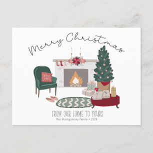 Cosy Country Home Christmas Tree   Merry Christmas Postcard