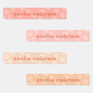 Cosy Country Peach Pink Floral Kids Name Labels