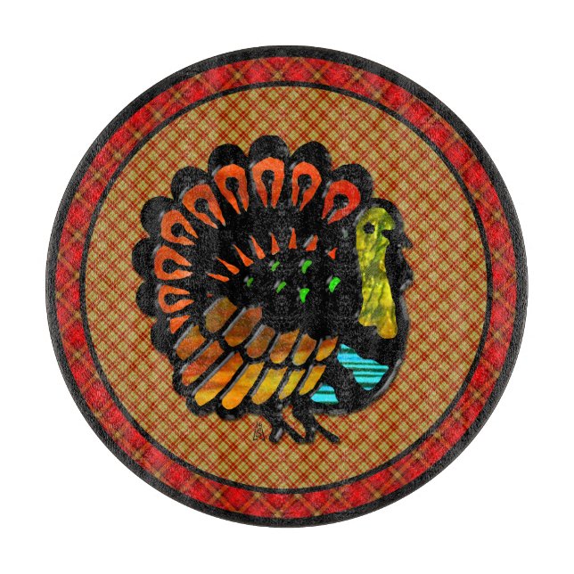 Cosy Country Turkey Plaid Charcuterie Board  (Front)