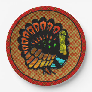 Cosy Country Turkey Plaid  Paper Plate