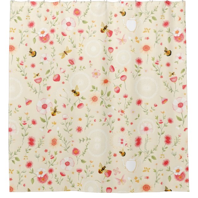 Cosy Countryside Shower Curtain – Cottagecore  (Front)