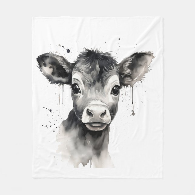 "Cosy Cow" Fleece Blanket - Snuggle Up in Style! (Front)