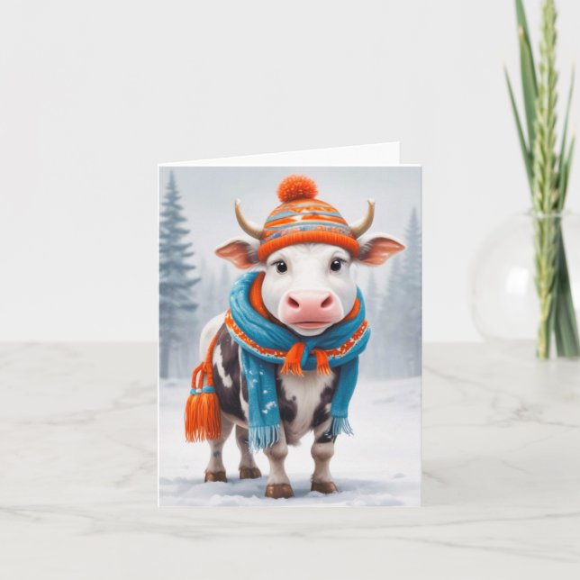 Cosy Cow Winter  Card (Front)