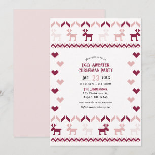 Cosy Cranberry Ugly Sweater Christmas Party Invitation
