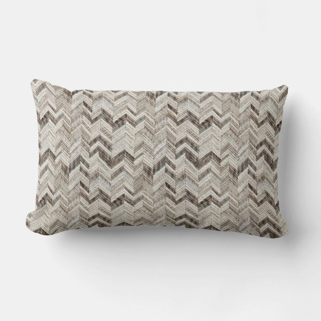 Cosy cream taupe chevron lumbar cushion (Front)