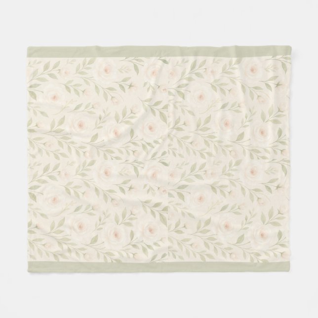 Cosy Creamy Pastel Floral Blanket – Soft & Elegant (Front (Horizontal))