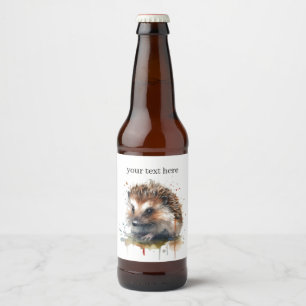 Cosy Critter: Hedgehog in Watercolor, custom Beer Bottle Label
