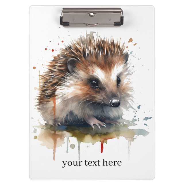  Cosy Critter: Hedgehog in Watercolor, custom Clipboard (Front)