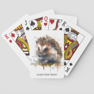 Cosy Critter: Hedgehog in Watercolor, custom Playing Cards