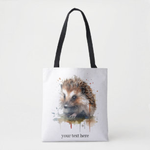 Cosy Critter: Hedgehog in Watercolor, custom Tote Bag