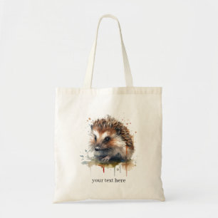 Cosy Critter: Hedgehog in Watercolor, custom Tote Bag