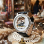 Cosy Critter: Hedgehog in Watercolor, custom  Watch<br><div class="desc">Keep track of time with a touch of charming elegance with this Cosy Critter: Hedgehog in Watercolor Watch. This beautiful watch features a sweet watercolor hedgehog on the face, turning a simple accessory into a work of art. You can personalise it with a simple phrase like Spiky and Timely, a...</div>